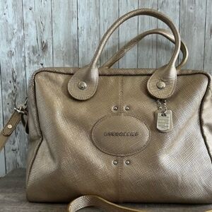 Longchamp Quadri Metallic‎ Gold Satchel